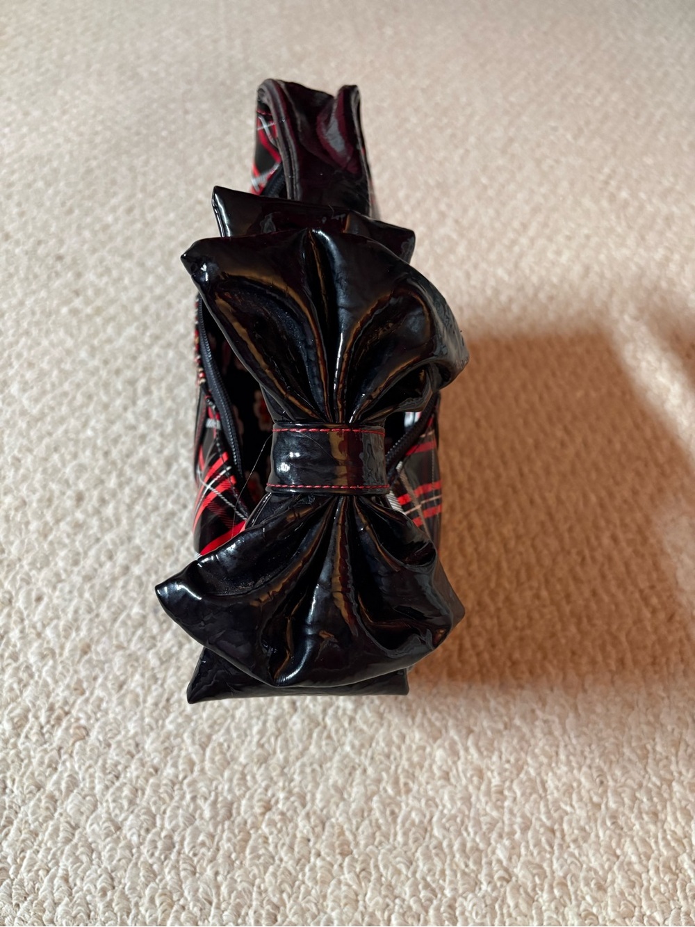 Vera Bradley Patent Black Bow Plaid Purse